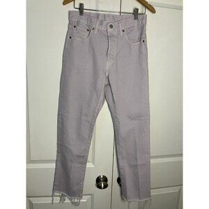 Levi’s 501 Jeans Womens 28 Button Fly Jeans Lilac Purple Denim Spring Raw Hem